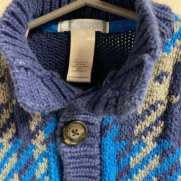 Blue and grey argyle Janie and Jack Cardigan, size 12-18 months - Picture 3 of 6